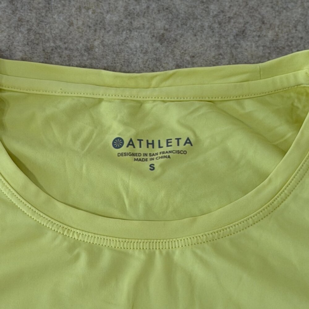 Athleta Neon Yellow Mesh Layered Athletic Tank Top Women’s Small - Picture 2 of 8